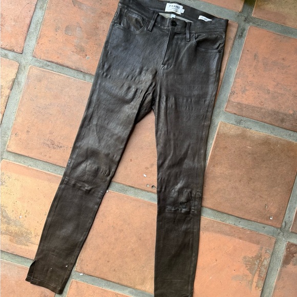 Designer FRAME Leather Le High Skinny Size 26 - Picture 1 of 5